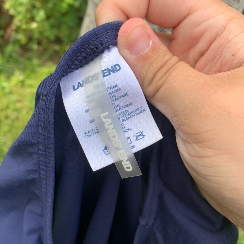 Lands End pink, blue, and purple floral swim top - Picture 3 of 6